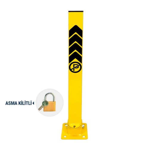 Folding Parking Post with Padlock – 75 cm, Lockable Parking Barrier with Padlock