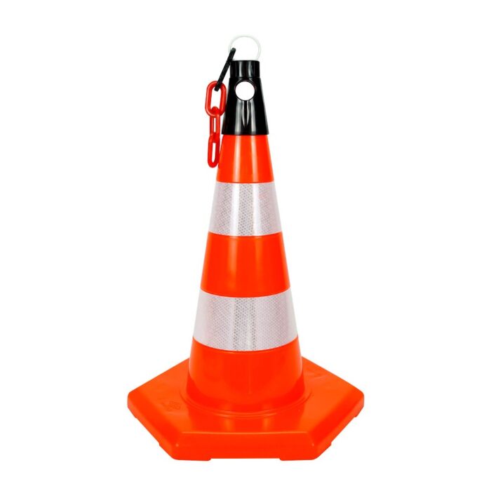 PVC Traffic Cone with Reflective Collar and Hexagonal Base 50 cm