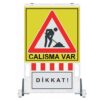 Folding Warning Barrier with Signboard 150 x 90 cm