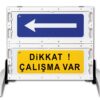 Folding Warning Barrier with Signboard 100 x 91 cm