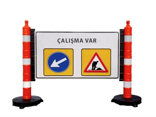 Road Barrier with Warning Sign