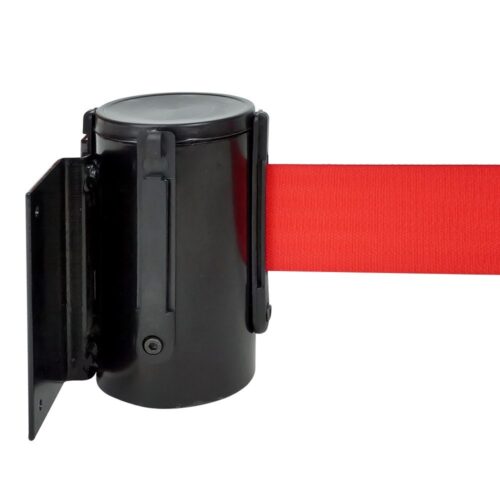 Black Wall Mounted Belt Barrier with Red Belt