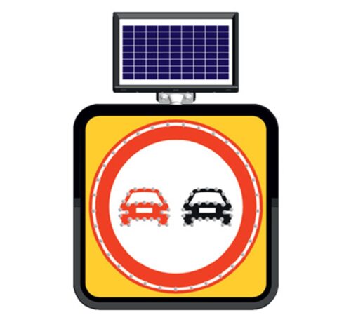 Solar Powered No Overtaking Sign (60 x 60 cm)