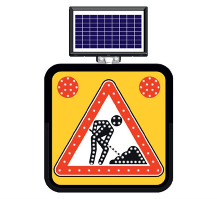 Solar Powered Road Construction Sign (60 x 60 cm)