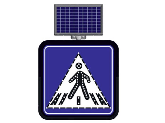 Solar Powered Pedestrian Crossing Sign (60 x 60 cm)