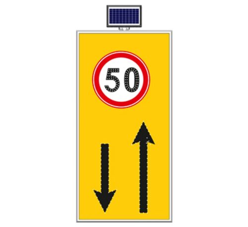 Solar "Two-Way Traffic,Speed Limit 50" Sign 100 x 175 cm