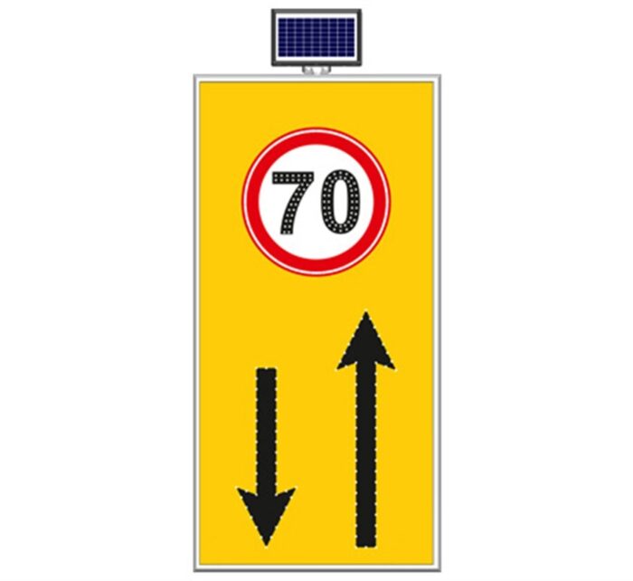 Solar "Two-Way Traffic,Speed Limit 70" Sign 100 x 175 cm
