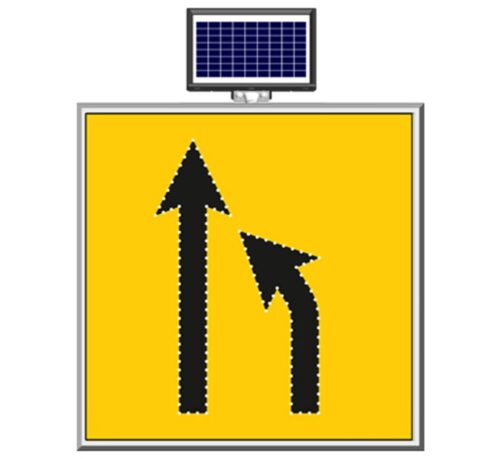 Solar "Road Narrows On Right" Sign 100 x 100 cm
