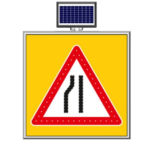 Solar "Road Narrows On Left" Sign 100 x 100 cm
